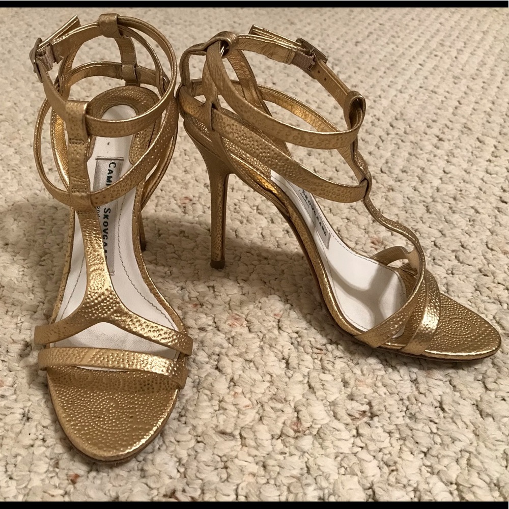 Camilla Skovgaard Gold Open Toe Strappy Shoes 6